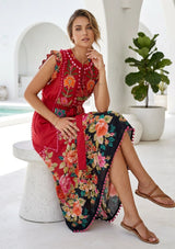 ibBan Floral Hand Embroidered Cotton Long Dres -Nagozi