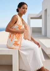 ibBan Hand Embroidered Summer Vest | Women's Cotton Canvas Designer Vest - Perla