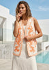 ibBan Hand Embroidered Summer Vest | Women's Cotton Canvas Designer Vest - Perla