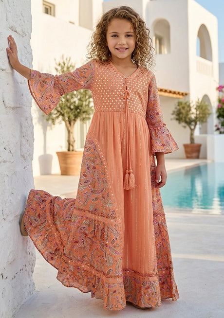 Girls' Shimmer Cotton dress V-Neck - Marina