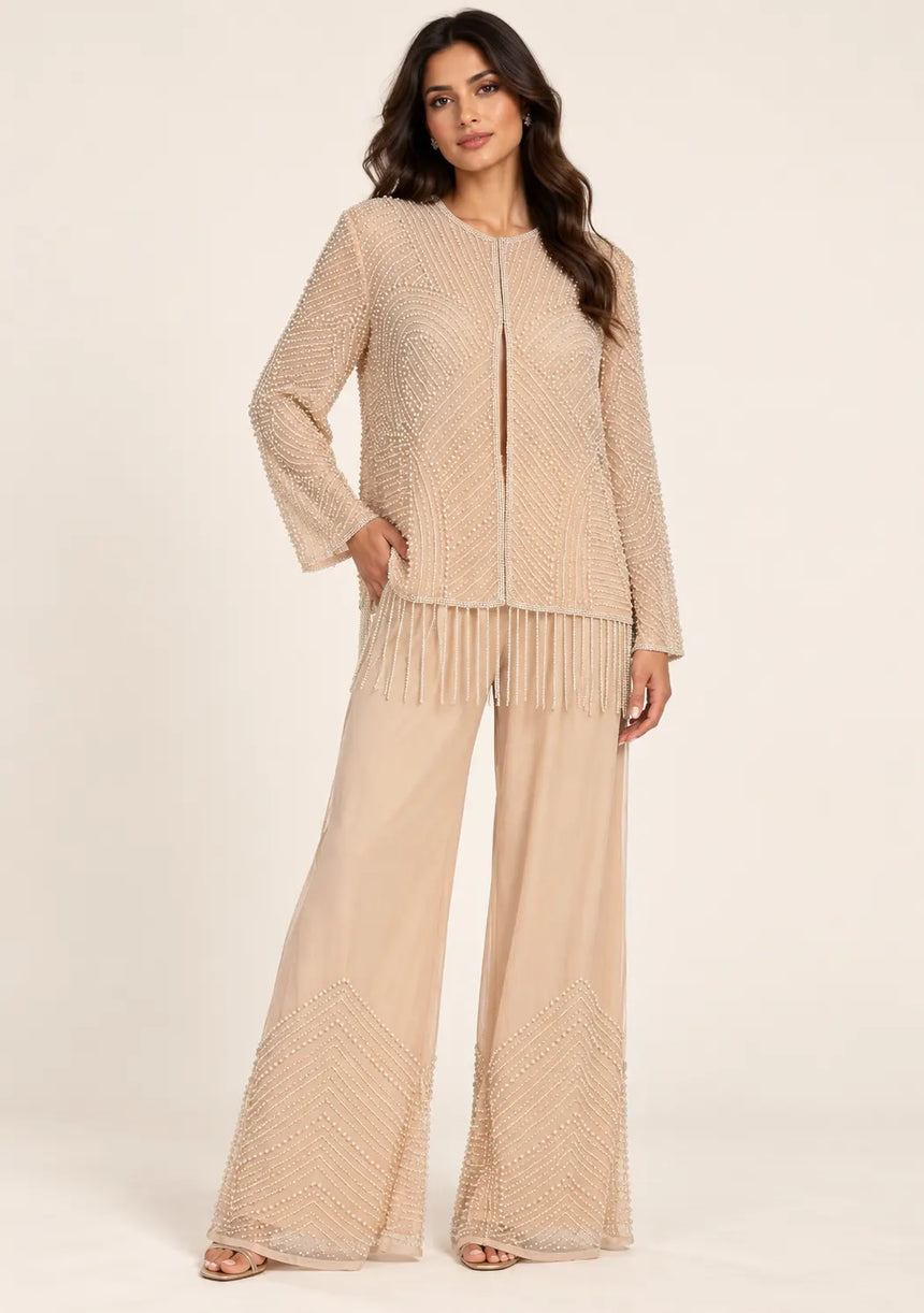 ibBan Women’s  Beaded Jacket and Pant Set - Zarina