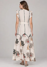 ibBan Hand-Embroidered Cotton Maxi Dress with Botanical Print -Ruzaan