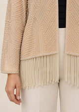 ibabn Women’s Hand Beaded Fringe Jacket - Amaya