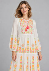 ibBan Cotton Floral Embroidery Long Dress - Riza