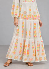 ibBan Cotton Floral Embroidery Long Dress - Riza