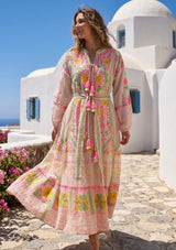 ibBan Pink Embroidered Cotton Maxi Dress | Women's Bohemian Resort Wear-Orla