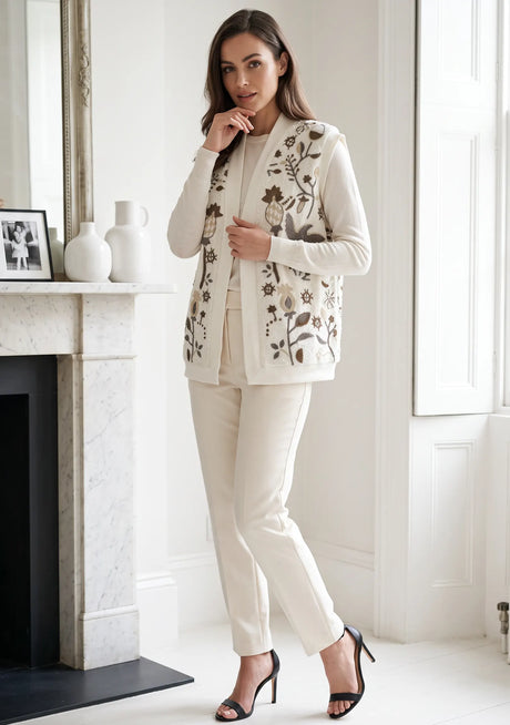 Gilet d'hiver brodé main pour femme ibBan - Gilet Sanya