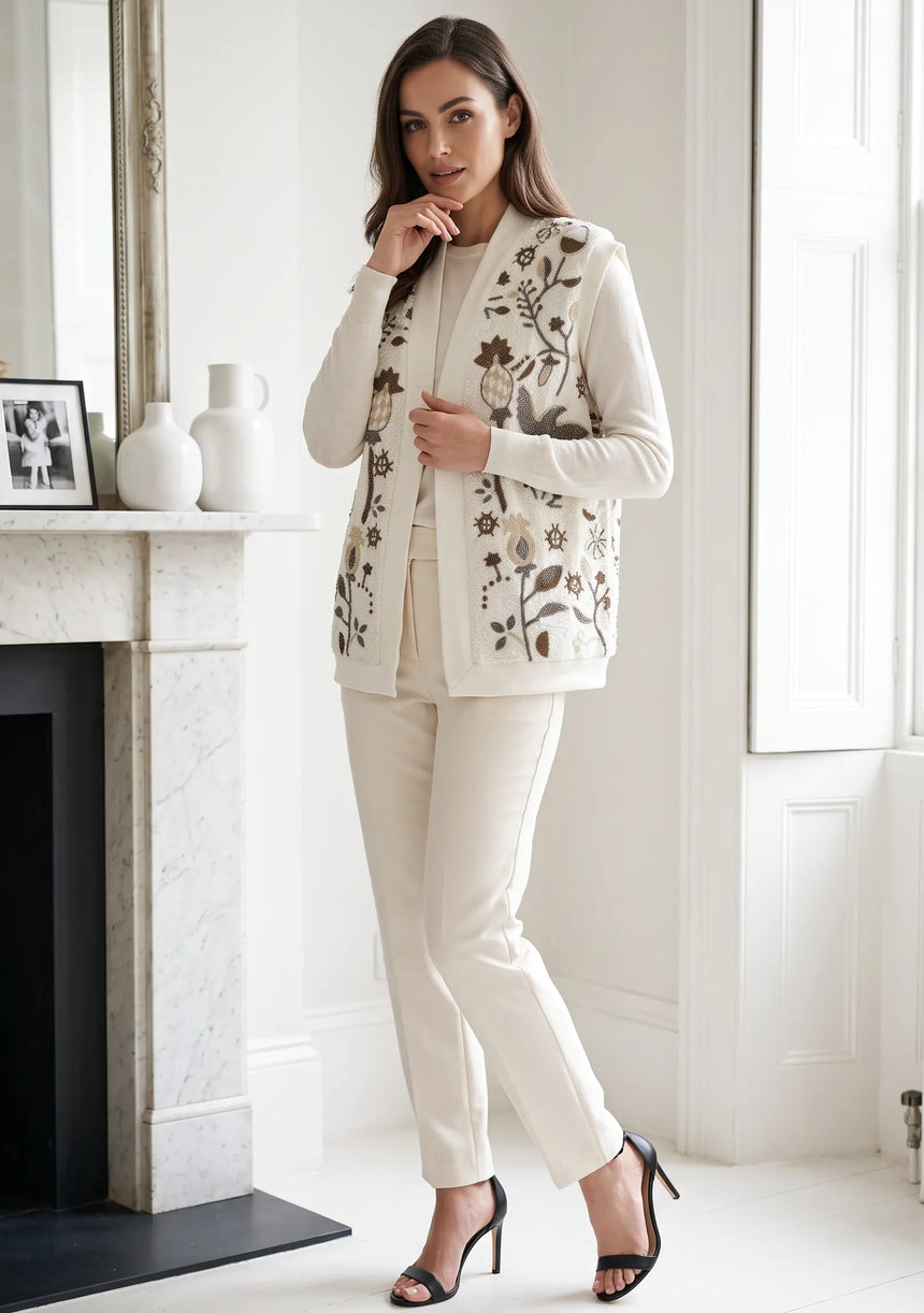ibBan Women's Hand Embroidered Winter Gilet - Sanya Gilet