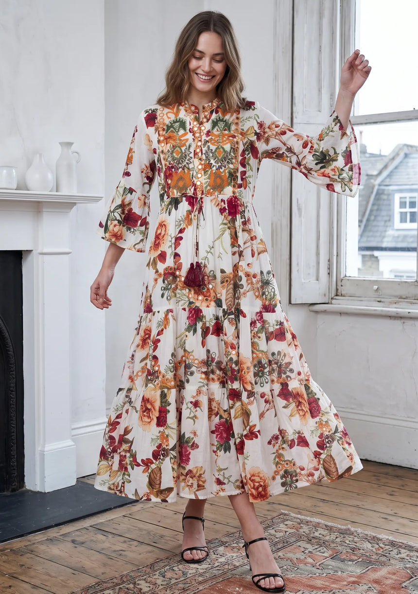 IbBan Printed Cotton Long Tunic for Women - Husana