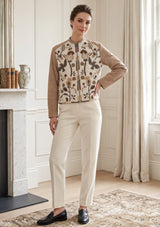 ibBan Luxury Leather Sleeve Embroidered Winter Jacket - Sanya Jacket
