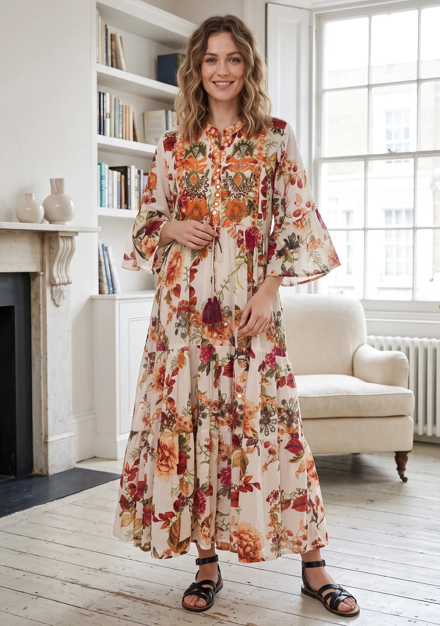 IbBan Printed Cotton Long Tunic for Women - Husana