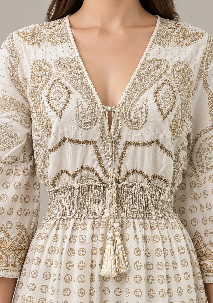 Mayra Long Dress - Hand-Embroidered Cotton