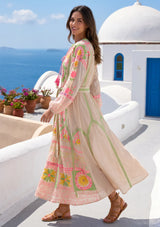 ibBan Pink Embroidered Cotton Maxi Dress | Women's Bohemian Resort Wear-Orla