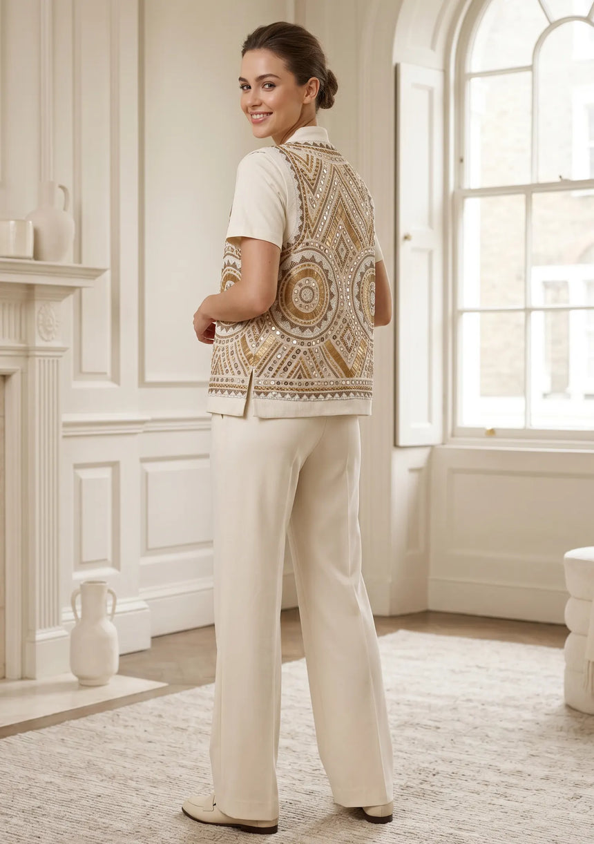 ibBan Luxury Hand Embroidered Winter Gilet | Women's Designer Layering Vest - Orla