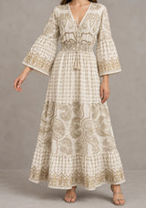 Mayra Long Dress - Hand-Embroidered Cotton