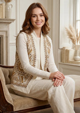 ibBan Luxury Hand Embroidered Winter Gilet | Women's Designer Layering Vest - Orla