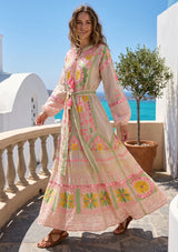 ibBan Pink Embroidered Cotton Maxi Dress | Women's Bohemian Resort Wear-Orla