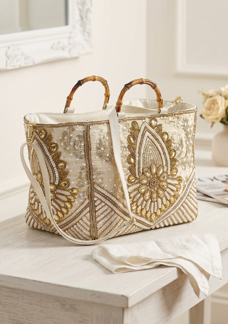 ibBan Hand Embroidered Tote Bag | Premium Cotton Canvas Designer - Vidha