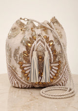 ibBan Beaded  Bag | Hand Embroidered Luxury Bucket Bag -Vidha