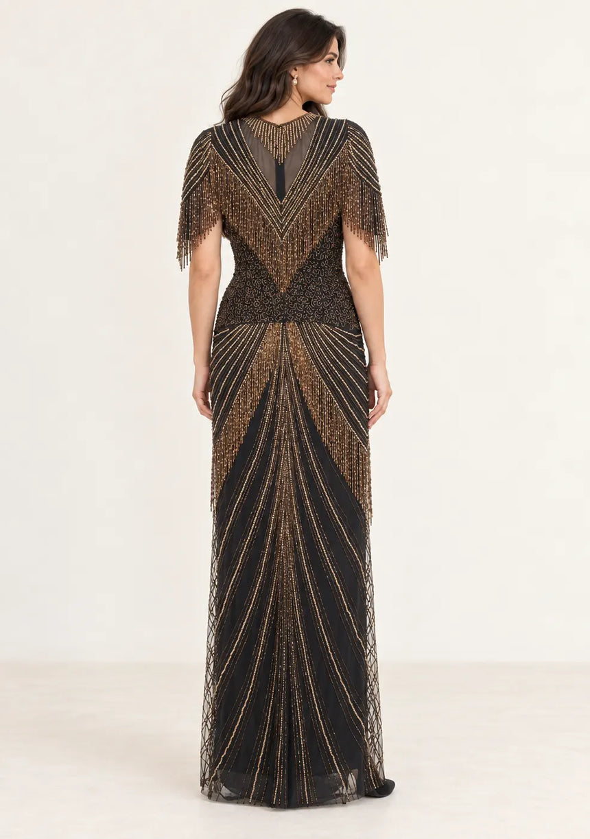 ibBan Women’s Party Long Dress with Hand Beadwork - Kiran