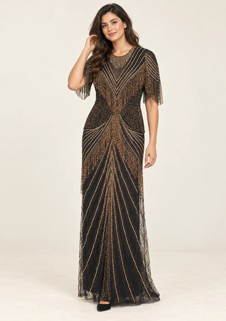 ibBan Women’s Party Long Dress with Hand Beadwork - Kiran