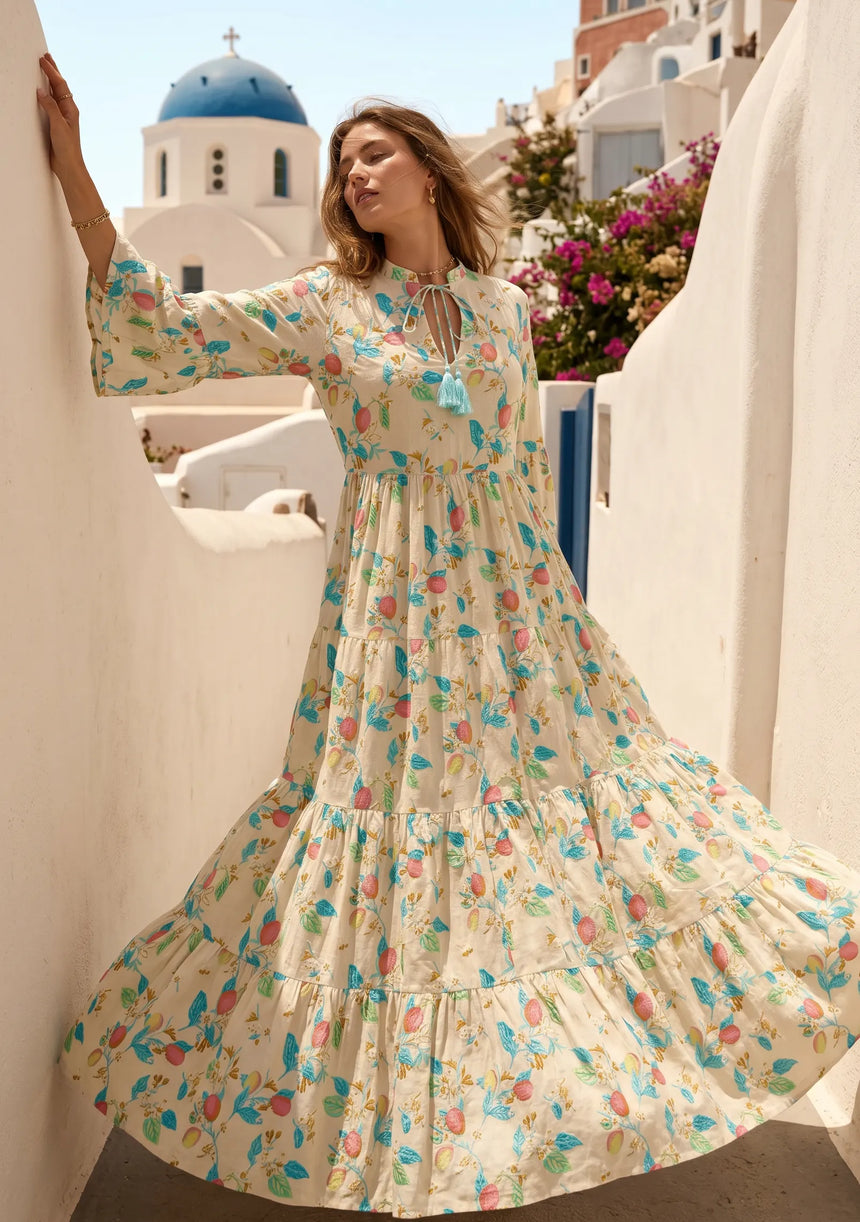 ibBan Printed Cotton Maxi Dress | Women's Floral Summer Long Dress - Hayal Long Dress