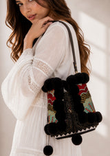Bolso de mano de lona bordado para mujer - Sara