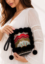 Bolso de mano de lona bordado para mujer - Sara