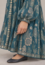 ibBan Floral Lurex Cotton Long Dress - Mavi