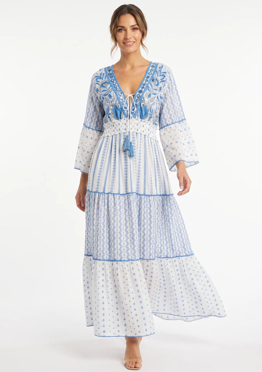 ibBan Robe longue Basima pour femme | Paillettes sur toute la longueur | Occasion spéciale | Taille unique