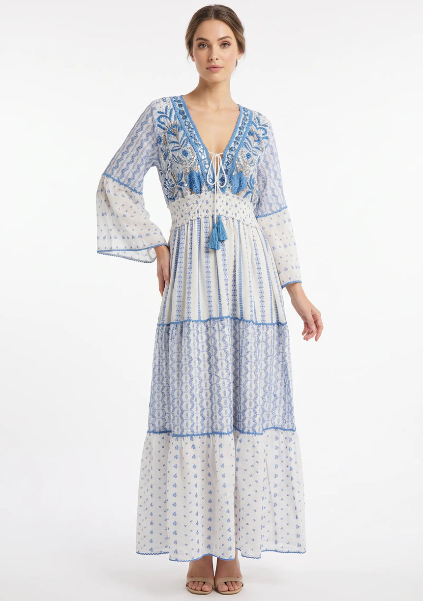ibBan Robe longue Basima pour femme | Paillettes sur toute la longueur | Occasion spéciale | Taille unique