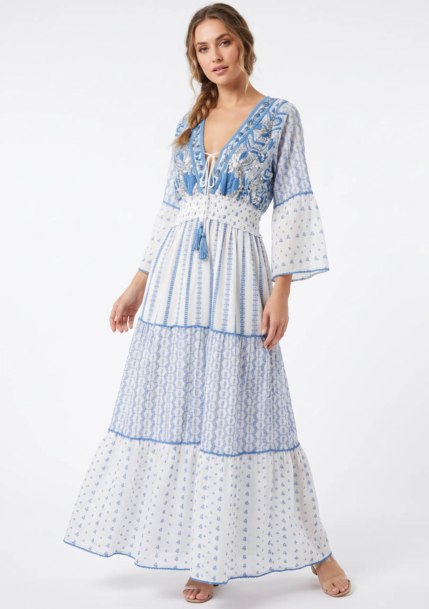 ibBan Robe longue Basima pour femme | Paillettes sur toute la longueur | Occasion spéciale | Taille unique