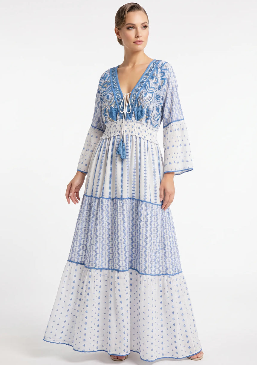 ibBan Robe longue Basima pour femme | Paillettes sur toute la longueur | Occasion spéciale | Taille unique