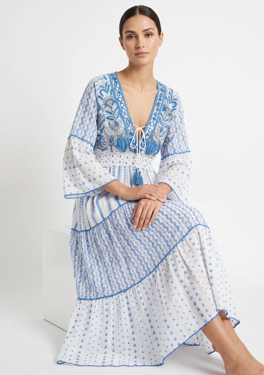 ibBan Robe longue Basima pour femme | Paillettes sur toute la longueur | Occasion spéciale | Taille unique