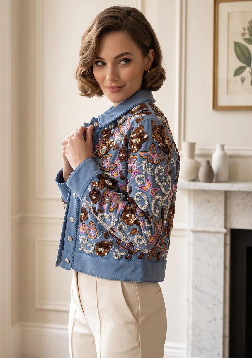 ibBan Black Hand Embroidered Women's Jacket - Rocky Jacket