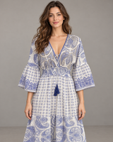 Mayra Long Dress - Hand-Embroidered Cotton