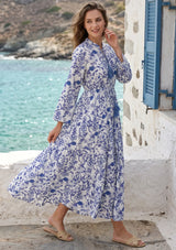 Women's Printed Cotton Floral Long Dress | ibBan Europe - Esra Long Dress
