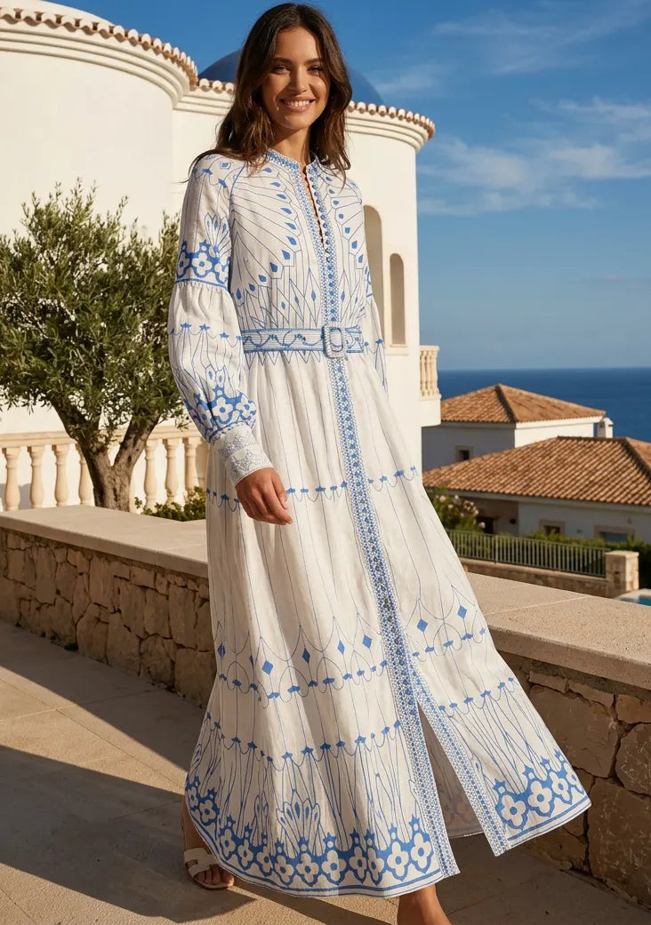 ibBan Cotton Long Dress with Hand Embroidery | Women's - Meerab Long Dress