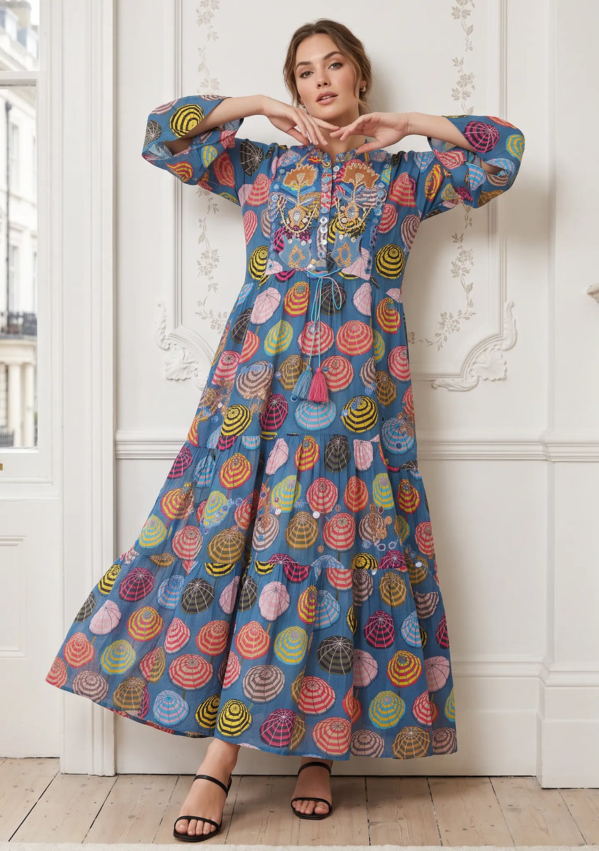 ibBan Print Cotton Long Tunic with Hand Embroidery – Kinza