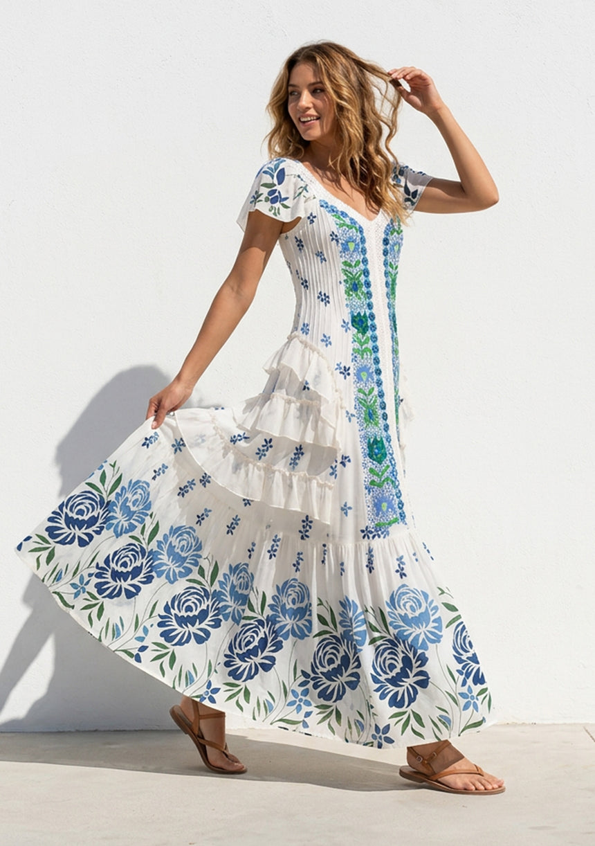 ibBan Hand Embroidered Floral Cotton Maxi Dress -Saira Maxi Dress