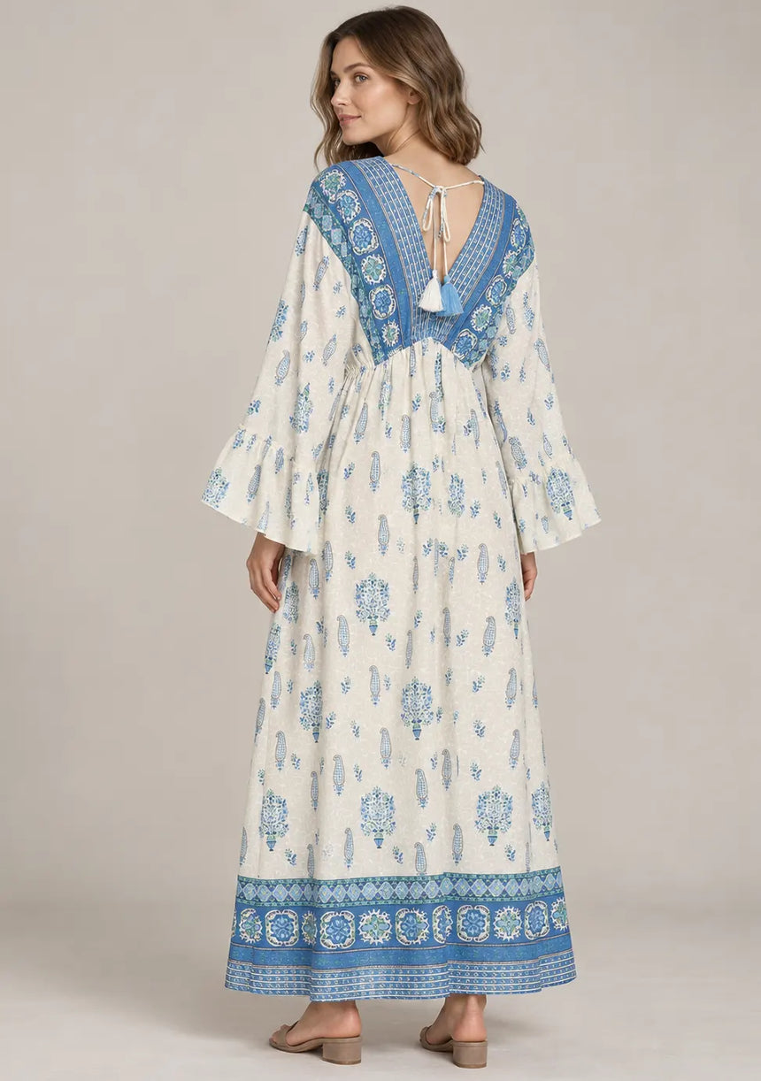 Ibban Summer Cotton Hand-Embroidered Long Dress -Daisey