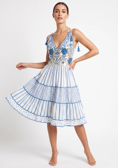 Robe Courte à Bretelles Basima pour Femme ibBan | Broderie Main | Paillettes & Perles | Taille Unique