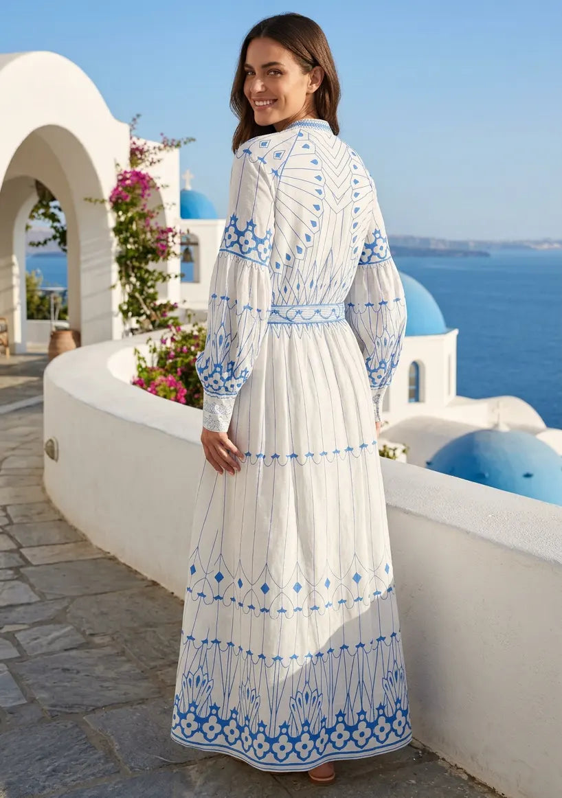 ibBan Cotton Long Dress with Hand Embroidery | Women's - Meerab Long Dress