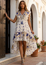 Women's Hand Embroidered Cotton Maxi Dress V-Neck - Jelisha