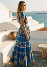 ibBan Embroidered Cotton Maxi Dress with Tiered Floral  - Lamis