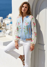 Women's a Stylish Bomber Hand Embroidery Canvas Zip Jacket - Farida