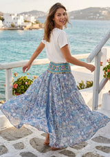 ibBan Printed Silk  Denim Skirt | Luxury Women's Designer  Skirt -Emme