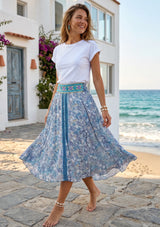 ibBan Printed Silk  Denim Skirt | Luxury Women's Designer  Skirt -Emme