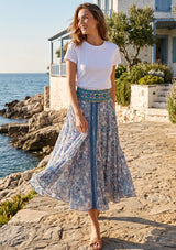 ibBan Printed Silk  Denim Skirt | Luxury Women's Designer  Skirt -Emme