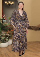 ibBan Printed Long Dress with Hand Embroidery | Women's Resort Maxi Dress - Maya